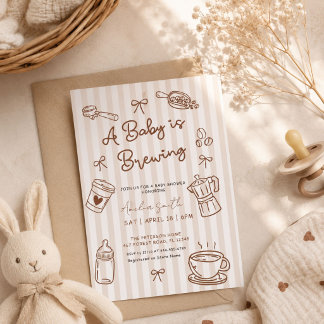 Baby bryggs Handritad Kaffe Babyfirande Inbjudningar