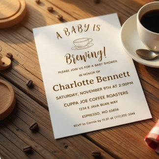 Baby bryggs mysig rutig kaffe baby shower inbjudningar
