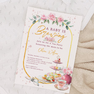 Baby bryggs Pink floral tjejträff för bebis Inbjudningar