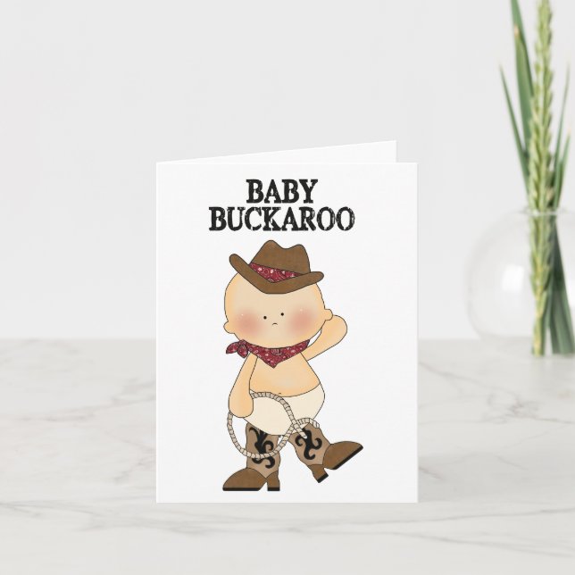 Baby Buckaroo Western Anpassningsbar Birth Notice Meddelande (Framsida)