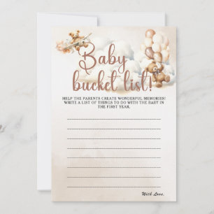 BABY BUCKET LIST Bebis Badrumsfest Lek Rolig Björn Inbjudningar