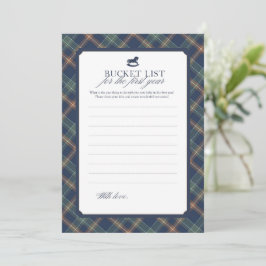 Baby Bucket List First Year Navy Plaid Baby Shower Rådkort