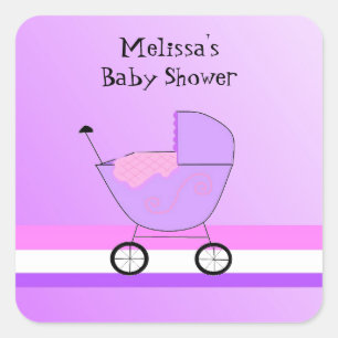 Baby buggy baby shower-klistermärke fyrkantigt klistermärke