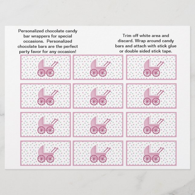 Baby Buggy Candybar Wrappers (Rosa) Reklamblad (Framsidan)