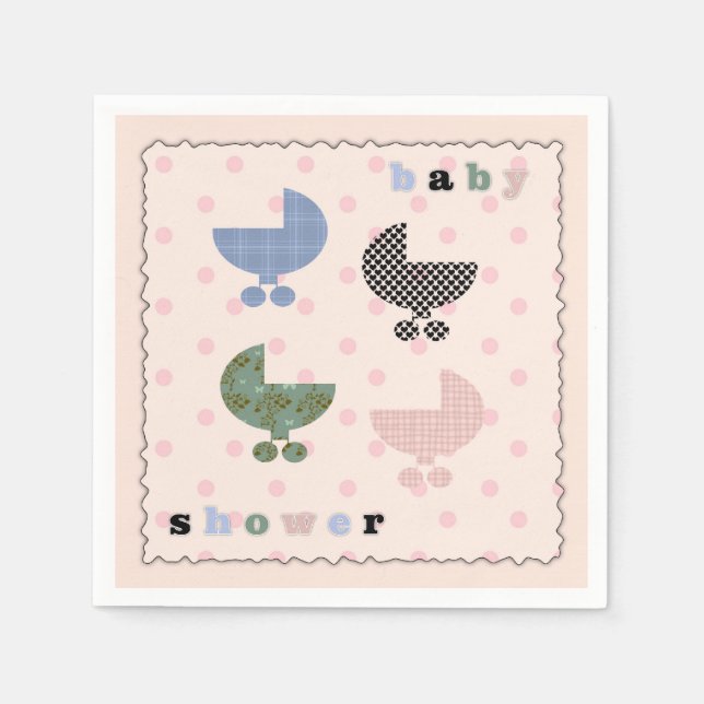 Baby Buggy Girl Baby Shower Papper Napkins Pappersservett (Framsidan)