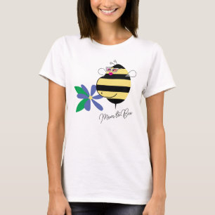 Baby Bump Blå Blommig Mammasnartur med Glasögon T Shirt