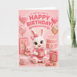 Baby Bun Buns födelsedagskort för flickor med Moch Kort