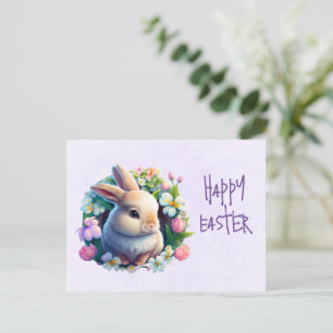 Baby Bunny bland färgrika Vår blommor Påsk Helg Vykort