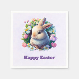 Baby Bunny bland färgrika Vår blommor Påsk Pappersservett