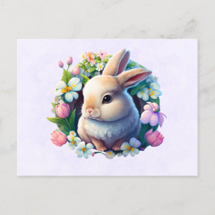 Baby Bunny bland färgstarka Vår blommor Vykort