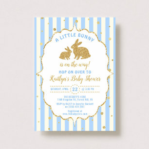 Baby Bunny Boys Påsk Baby Shower-inbjudan Inbjudningar