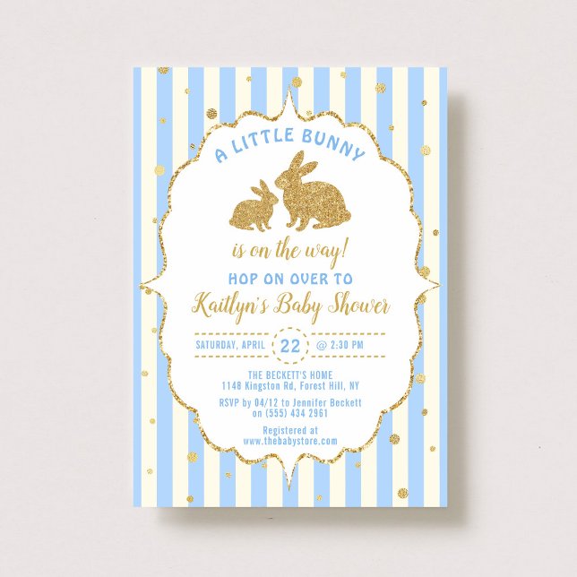 Baby Bunny Boys Påsk Baby Shower-inbjudan Inbjudningar (Skapare uppladdad)