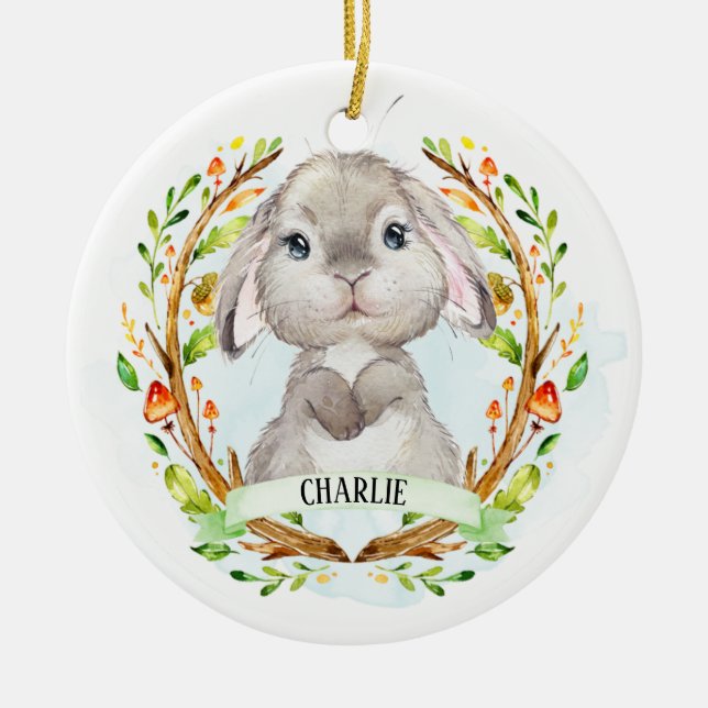 Baby Bunny Cute Julgransprydnad Keramik (Framsidan)