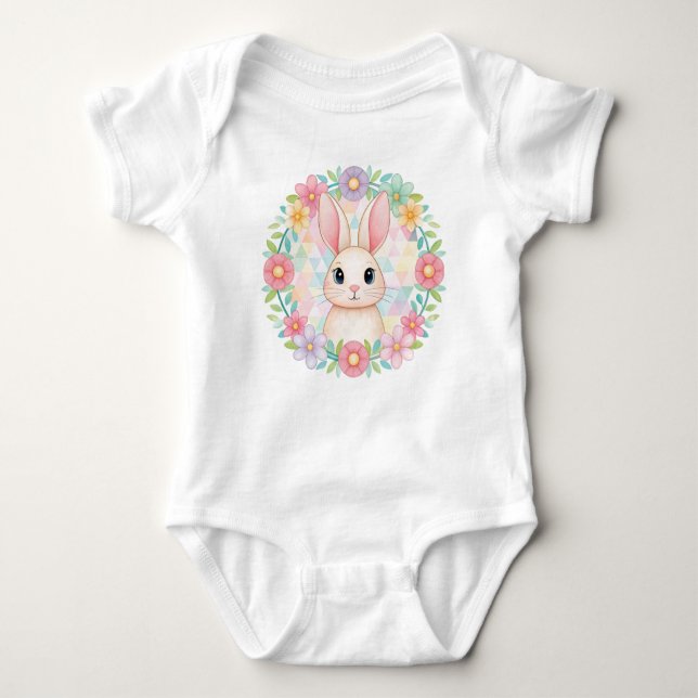 Baby Bunny i Blommigt Utandning T Shirt (Framsida)