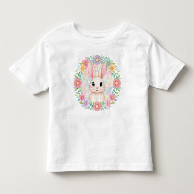 Baby Bunny i Blommigt Utandning T- Shirt T Shirt (Framsida)