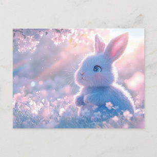 Baby Bunny i Fält i Blommor Vykort