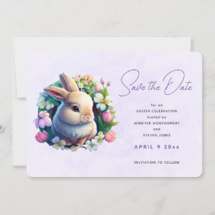 Baby Bunny i Vår blommor Spara datum Datumet