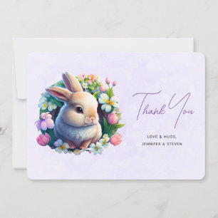Baby Bunny i Vår blommor Tack Kort