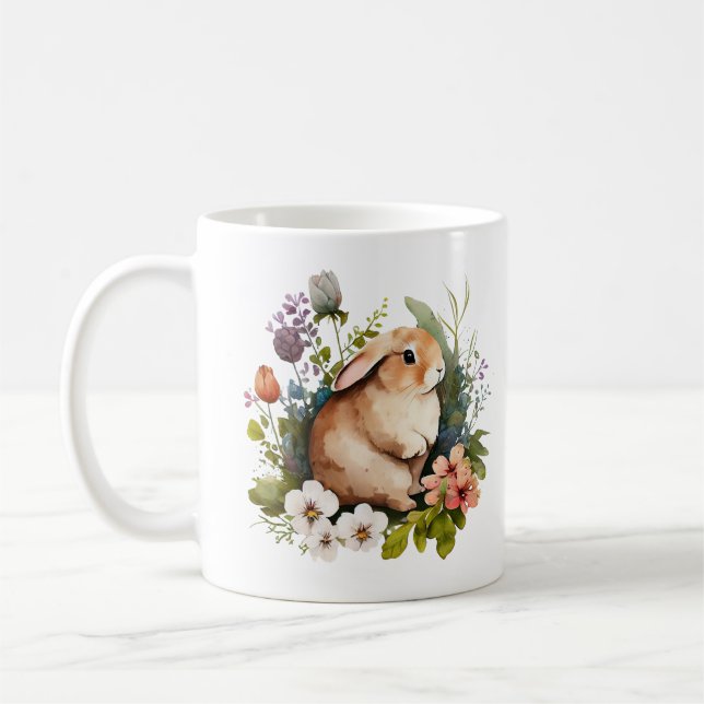 Baby Bunny kanin i utandningsluften Flower Kaffemugg (Vänster)