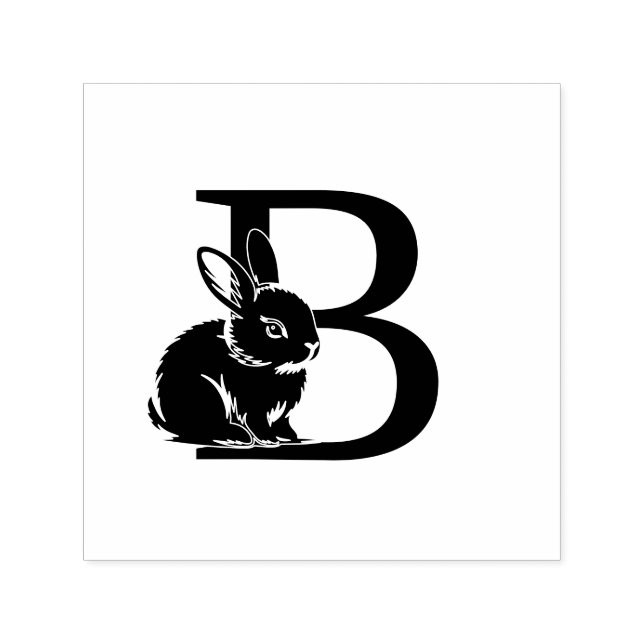 Baby Bunny-kanin över enkelfet init-monogram Självfärgande Stämpel (Design)