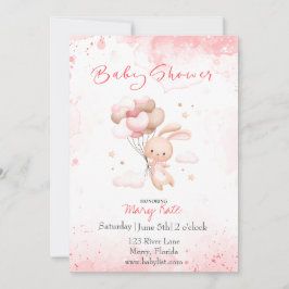 Baby Bunny med ballonger flicka Inbjudningar