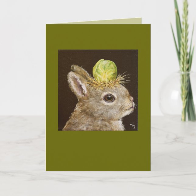 baby bunny med Bryssels sprout-hatt Kort (Framsida)