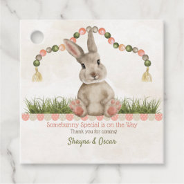 Baby Bunny Peach Ivory Sage Gåvor Etiketter