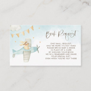 Baby Bunny Pilot Flygplan Baby Shower Bok Request Tilläggskort