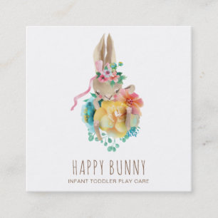 *~* Baby Bunny Rabbit Daycare Lärare Nanny Tutor Fyrkantigt Visitkort