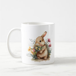 Baby Bunny Rabbit med Lila Gula blommor Kaffemugg