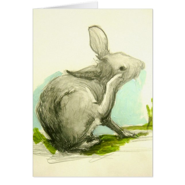 Baby Bunny Scratching Hans Öar Hälsningskort (Framsidan)