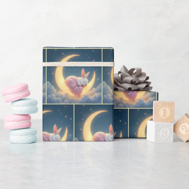 Baby Bunny som sjunger på Crescent Måne Presentpapper (Baby Shower)