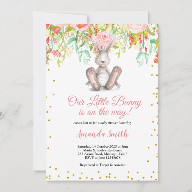 Baby Bunny Vår Baby Shower-inbjudan Inbjudningar (Framsida)