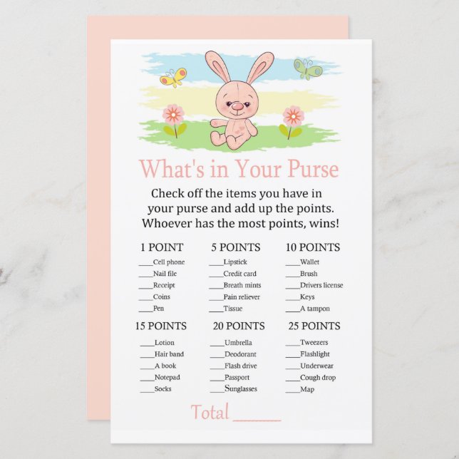 Baby bunny What's in your purse match (Fram/baksida)