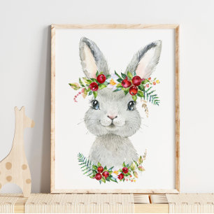 Baby Bunny Woodland Animal Nursery   Cute Wall Art Poster