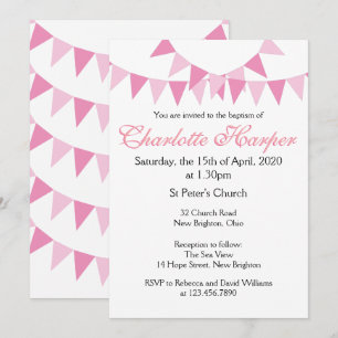 Baby Bunting Rosa Dopinvigning Dopceremoni Inbjuda Inbjudningar