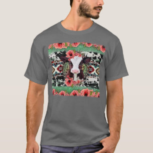Baby Calf Blommigt Aztec Cowhide Baby Cow Western T Shirt