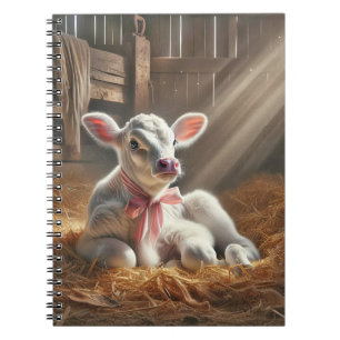 Baby Calf i solbelyst barn Stall Anteckningsbok