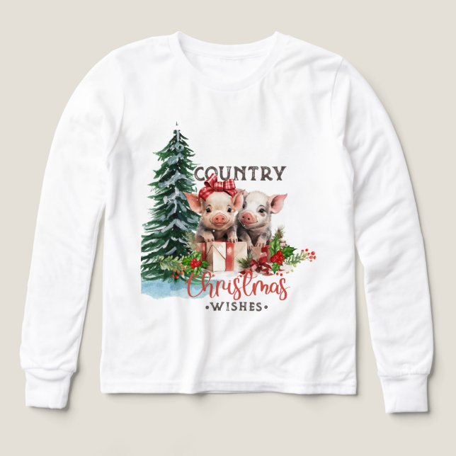 Baby Calfs - Country Christmas Wishes  LS T-Shirt (Design framsida)