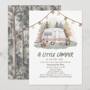 Baby Camper Mountain Forest Boy Shower Inbjudningar