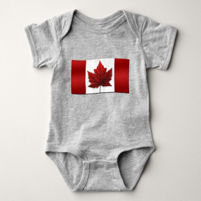 Baby Canada Flagga Souvenir Organic One-Biet T-shirt (Framsida)