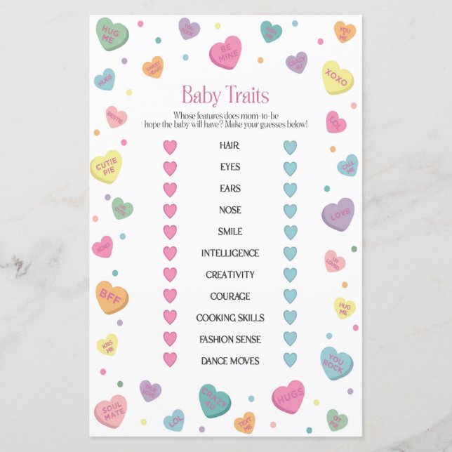 Baby Candy Baby Traits Baby Shower Game (Framsida)