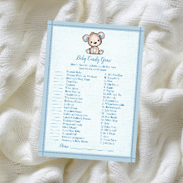 Baby Candy Cute Brown Bear Boy Shower Game Card Inbjudningar