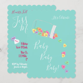 BABY Candy Hearts Baby Shower Sprinkle Inbjudningar