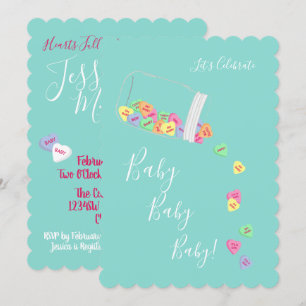 BABY Candy Hearts Baby Shower Sprinkle Inbjudningar