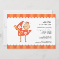 Baby Carriage Baby Shower bjudning Stick figur