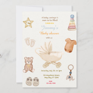 Baby Carriage Baby Shower Inbjudningar