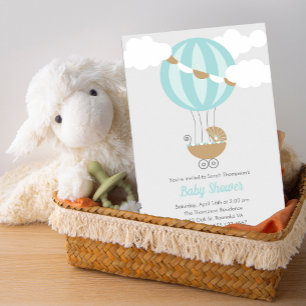 Baby Carriage Balloon Boy Shower Inbjudningar