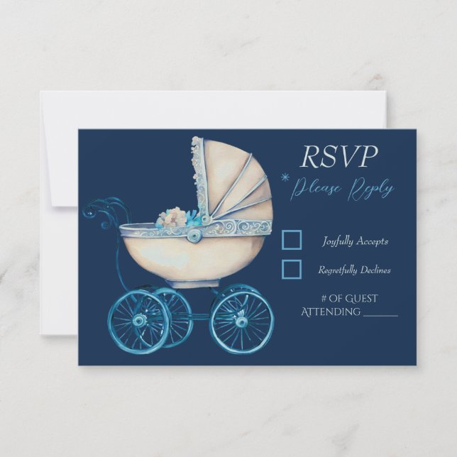 Baby Carriage Boy Baby Shower OSA kort (Framsida)