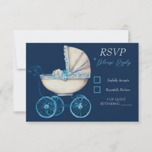 Baby Carriage Boy Baby Shower OSA kort